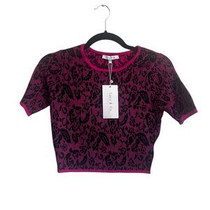 Lucy & Co Hot Pink and Black Print Crop Top